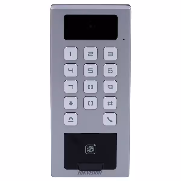 Comprar HIKVISION DS-K1T502DBFWX-CE1 Control de acceso con cámara PoE IP65 IK09 - Huella, tarjeta MF DESFire, QR y PIN - 10.000 