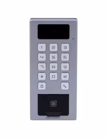 Comprar HIKVISION DS-K1T502DBFWX-CE1 Control de acceso con cámara PoE IP65 IK09 - Huella, tarjeta MF DESFire, QR y PIN - 10.000 