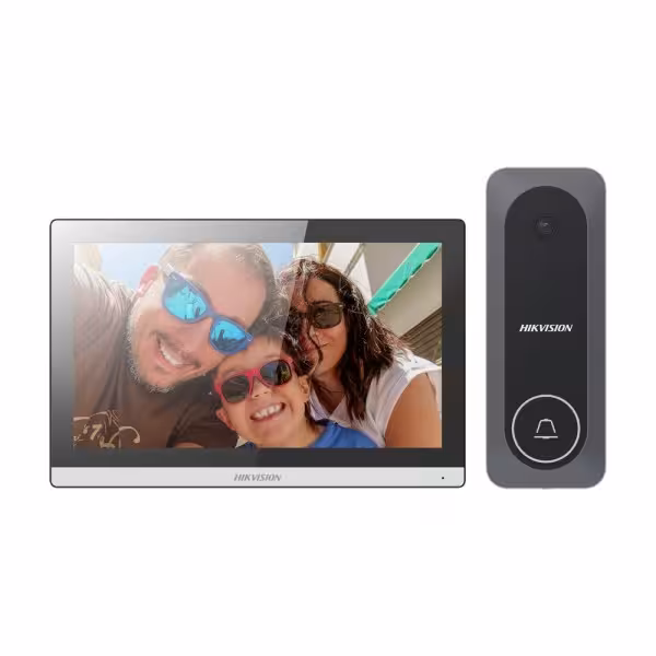 Comprar HIKVISION DS-KIS312-P(B) Kit de videoportero - Tecnología 4 hilos híbrido WiFi - Placa y monitor | Permite 2 monitores m