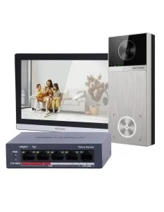 Comprar HIKVISION DS-KIS611-S Kit de videoportero 4 Mpx - Tecnología IP &amp; WiFi | Switch PoE - Placa y monitor | Permite 16 m