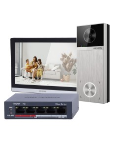 Comprar HIKVISION DS-KIS611-S Kit de videoportero 4 Mpx - Tecnología IP &amp; WiFi | Switch PoE - Placa y monitor | Permite 16 m