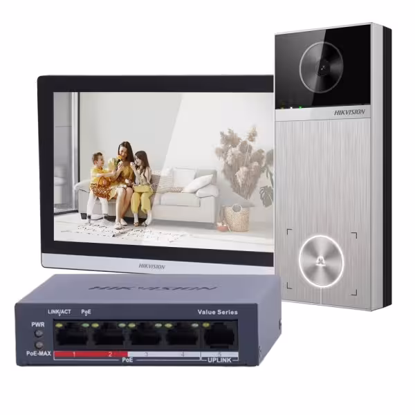 Comprar HIKVISION DS-KIS611-S Kit de videoportero 4 Mpx - Tecnología IP &amp; WiFi | Switch PoE - Placa y monitor | Permite 16 m