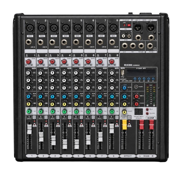 Comprar DSPPA DSPPA-DMX08 Mezclador profesional analógico DSPPA - 8 entradas Mic XLR balanceadas - Bus estéreo | 2 AUX | DSP int