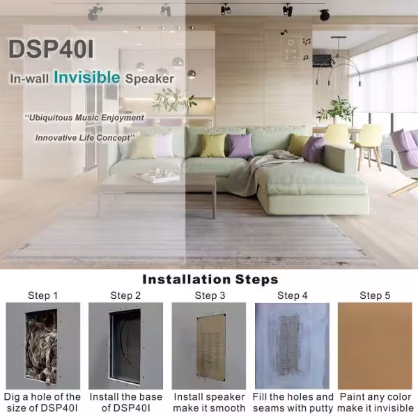 Comprar DSPPA DSPPA-DSP40I Altavoz invisible DSPPA - Línea 100V - 40W | Radiador acústico | Tecnología DML - 87dB | 103dB SPL 