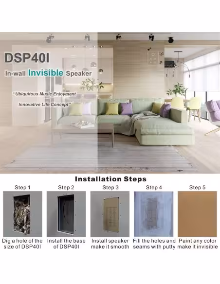 Comprar DSPPA DSPPA-DSP40I Altavoz invisible DSPPA - Línea 100V - 40W | Radiador acústico | Tecnología DML - 87dB | 103dB SPL 