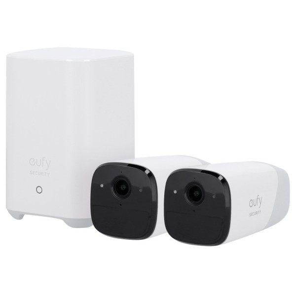 Comprar EUFY EUFY-CAM2PRO-S221 Kit 2 Cámaras + 1 HomeBase Eufy by Anker - 2K / 13400 mAh / Sensor PIR + Humanos - HomeBase WiFi 