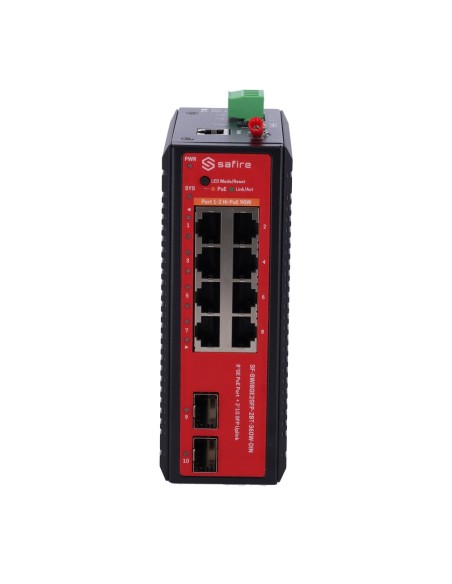 Comprar OEM SF-SWI8GE2SFP-2BT-360W-DIN Switch L2+ gestionable con 8x RJ45 y 2x SFP - 8 puertos PoE Gigabit con soporte IEEE 802.