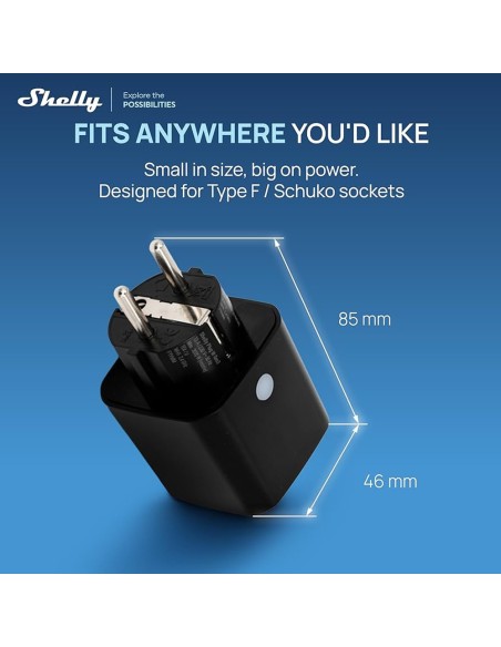 Comprar SHELLY SH-PLUG-M-GEN3-B Shelly Plug M Gen3 (Negro) - Monitoreo preciso del consumo eléctrico - Protección contra sobrete