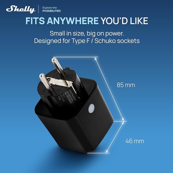 Comprar SHELLY SH-PLUG-M-GEN3-B-X4 Shelly Plug PM Gen3 (Negro) 4 Pcs - Monitoreo preciso del consumo eléctrico - Protección cont