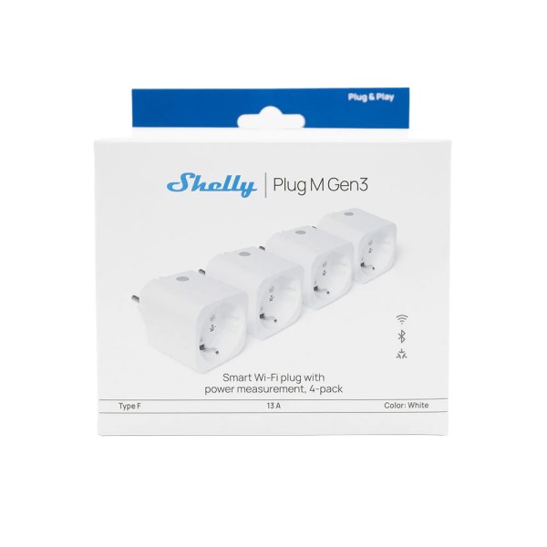 Comprar SHELLY SH-PLUG-M-GEN3-W Shelly Plug PM Gen3 (Blanco) - Monitoreo preciso del consumo eléctrico - Protección contra sobre