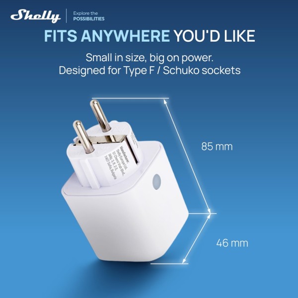 Comprar SHELLY SH-PLUG-M-GEN3-W Shelly Plug PM Gen3 (Blanco) - Monitoreo preciso del consumo eléctrico - Protección contra sobre