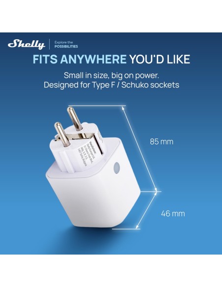 Comprar SHELLY SH-PLUG-M-GEN3-W Shelly Plug PM Gen3 (Blanco) - Monitoreo preciso del consumo eléctrico - Protección contra sobre