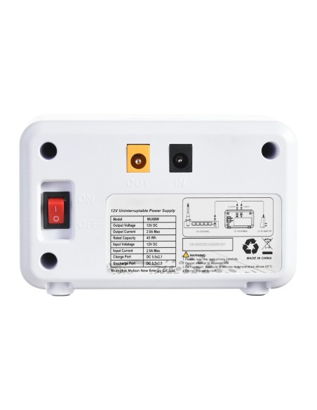 Comprar BLANCA UPS-MU48W Mini UPS - Entrada DC 12V / 3.5A - Salida DC 12V / 3A - Batería Li-Ion 30Wh recargable - Indicador LED 