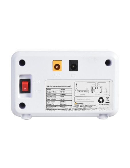Comprar BLANCA UPS-MU68W Mini UPS - Entrada DC 12V / 2.5A - Salida DC 12V / 2A - Batería Li-Ion 45Wh recargable - Indicador LED 