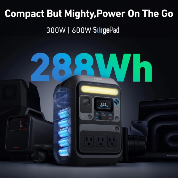 Comprar ANKER SOLIX ASOX-C300X Estación de energía portátil Anker Solix - Capacidad 288Wh - Potencia salida 300W | Pico 600W - S