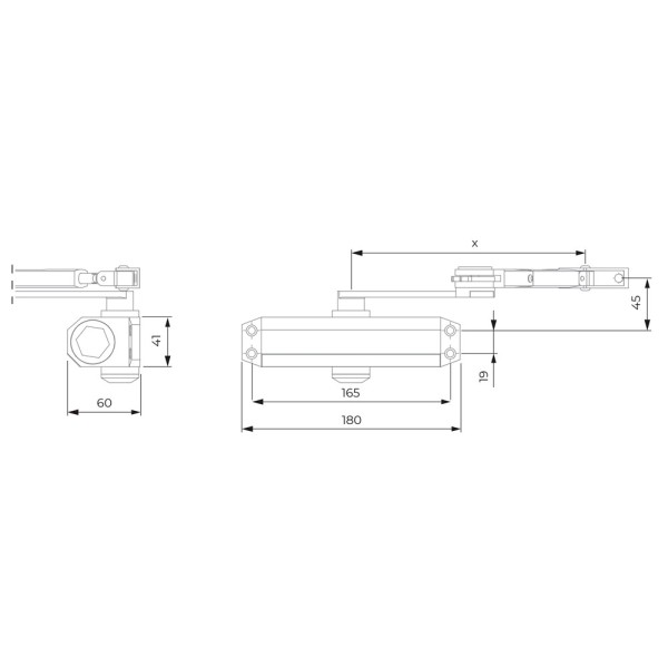 Comprar DORCAS DR-DC1-SILVER Cierrapuertas de brazo articulado - Instalación de superficie y reversible - Apertura convencional 