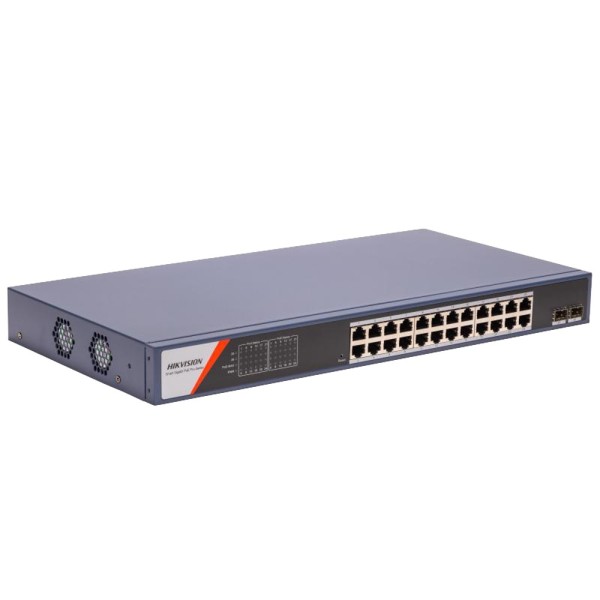 Comprar HIKVISION DS-3E1526P-SI-24P2F Hikvision Switch PoE Gestionable - 24 Puertos PoE Gigabit + 2 Uplinks SFP Ópticos - Veloci