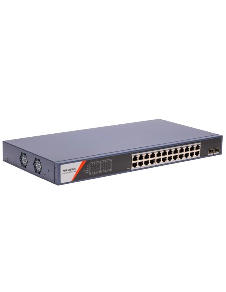 Comprar HIKVISION DS-3E1526P-SI-24P2F Hikvision Switch PoE Gestionable - 24 Puertos PoE Gigabit + 2 Uplinks SFP Ópticos - Veloci