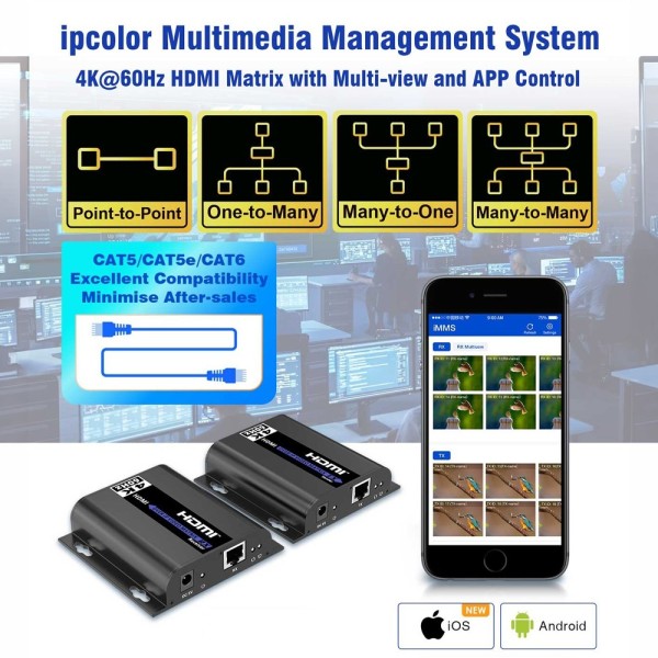 Comprar LENKENG HDMI-MATRIX-PRO-4K-L Matriz de señal HDMI IP - Permite NxM - Resolución 4K - Incluye 1 transmisor y 1 receptor