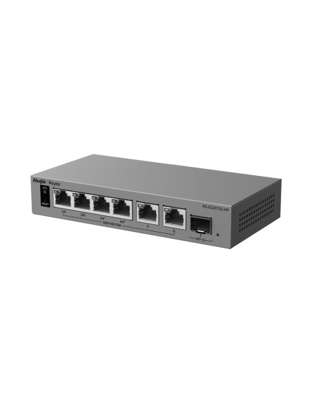 Comprar REYEE RG-ES207GS-HP Ruijie Reyee Cloud Managed L2 PoE Switch - 6 puertos Gigabit y 1 ranura SFP de subida - Puertos 1 y 