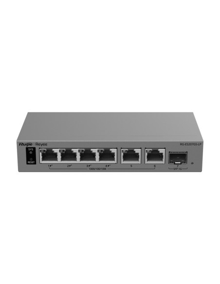 Comprar REYEE RG-ES207GS-LP Ruijie Reyee Cloud Managed L2 PoE Switch - 6 puertos Gigabit y 1 ranura SFP de subida - 4 puertos Po