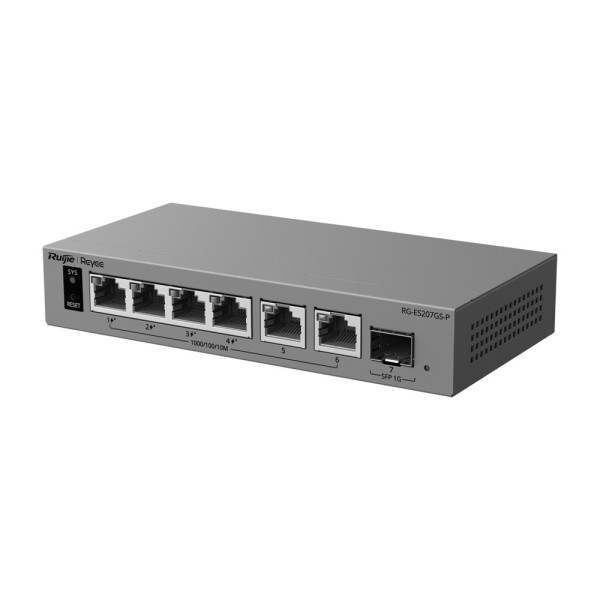 Comprar REYEE RG-ES207GS-P Ruijie Reyee Cloud Managed L2 PoE Switch - 6 puertos Gigabit y 1 ranura SFP de subida - 4 puertos PoE