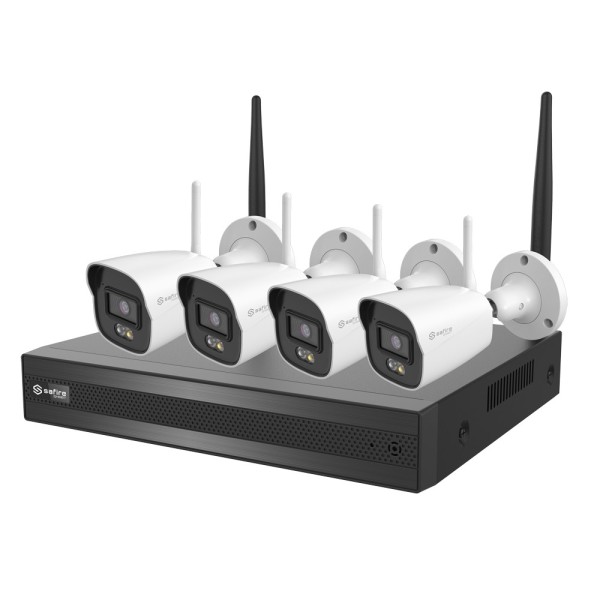 Comprar SAFIRE SMART SF-NVRKIT0108-4BCAMWIFI Kit CCTV inalámbrico Plug&amp;Play - 4 Cámaras Bullet de 4Mpx luz dual para exterio