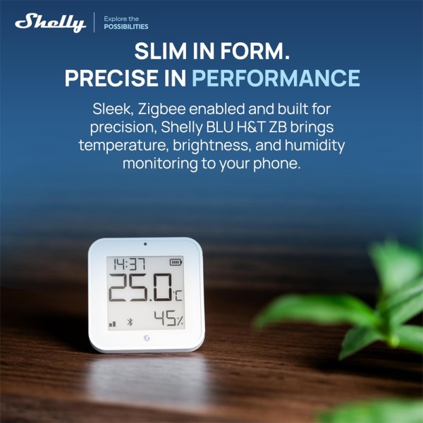 Comprar SHELLY SH-BLU-HT-DISPLAY-ZB-W Shelly BLU H&amp;T Display ZB Blanco - Sensor de humedad y temperatura  - Pantalla de tint