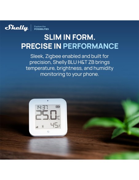 Comprar SHELLY SH-BLU-HT-DISPLAY-ZB-W Shelly BLU H&amp;T Display ZB Blanco - Sensor de humedad y temperatura  - Pantalla de tint