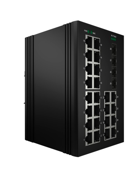 Comprar OEM SW2624HIPOE-MGF-360-DIN Switch PoE Marca Blanca - Montaje en carril DIN - 24 Puertos Gigabit + 4 SFP Gigabit - 90W p