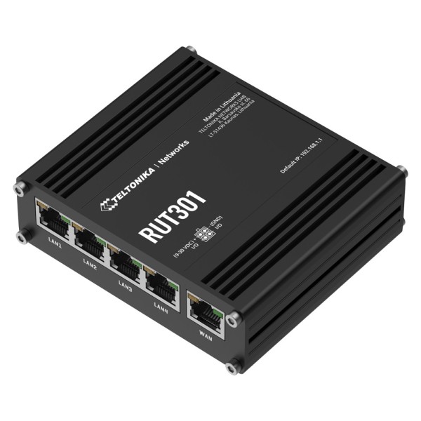Comprar TELTONIKA TK-RUT301 Router industrial con 5 puertos RJ45 10/100 Mbps - Ecosistema IoT: Modbus, MQTT, OPC UA y BACnet - T