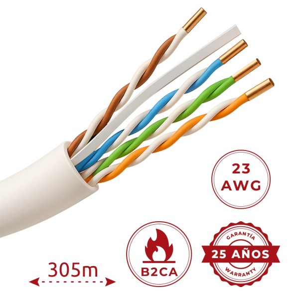 Comprar SAFIRE UTP6A-305-LSZH-B2CA-23AWG Cable de datos U/UTP Categoría 6A de 4 pares - Conductor de cobre sólido puro 23AWG 0.5
