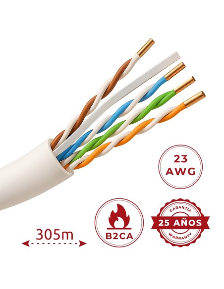 Comprar SAFIRE UTP6A-305-LSZH-B2CA-23AWG Cable de datos U/UTP Categoría 6A de 4 pares - Conductor de cobre sólido puro 23AWG 0.5