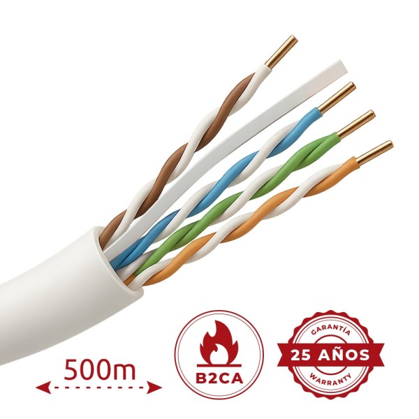 Comprar SAFIRE UTP6A-500-LSZH-B2CA Cable de datos U/UTP Categoría 6A de 4 pares - Conductor de cobre sólido puro Bare Copper - C