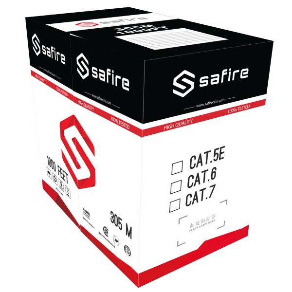 Comprar OEM UTP6E-300-H-CCA Cable UTP Safire libre de halógenos - Categoría 6 - Cumple con 90m Fluke test - Rollo de 305 metros 