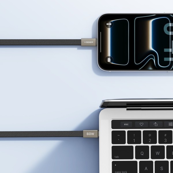 Comprar VEGER VG-CC06-MTB Veger - Cable USB 2.0 para cualquier dispositivo - USB-C a USB-C - Cubierta de metal, Nylon trenzado c