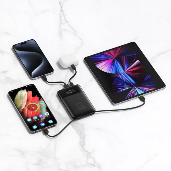 Comprar VEGER VG-W1211A-B VEGER Power Bank con pantalla LCD Negro - Capacidad 10000mAh / PD 20W - Entradas USB-C y cable integra