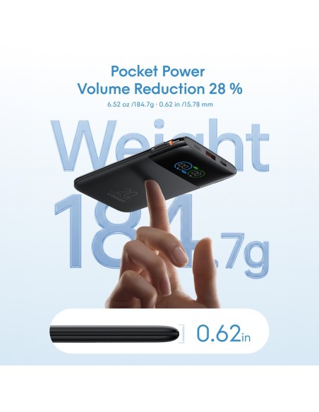 Comprar VEGER VG-W1211A-B VEGER Power Bank con pantalla LCD Negro - Capacidad 10000mAh / PD 20W - Entradas USB-C y cable integra