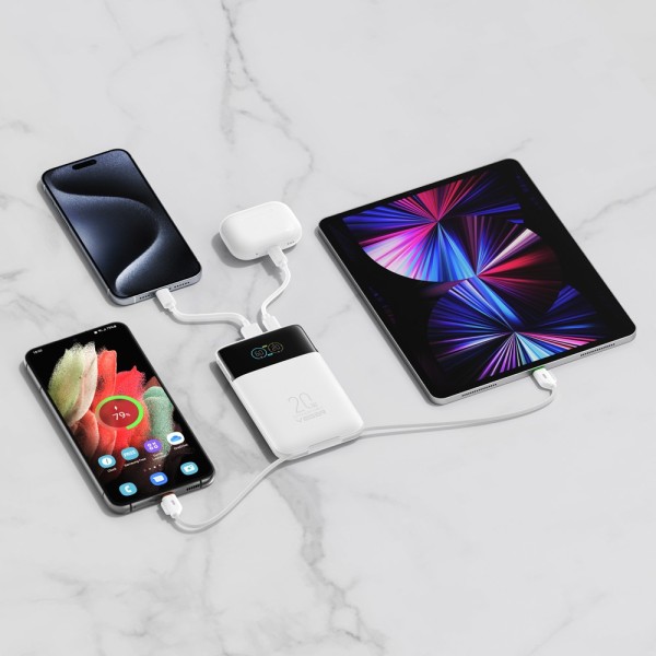 Comprar VEGER VG-W1211A-W VEGER Power Bank con pantalla LCD Blanco - Capacidad 10000mAh / PD 20W - Entradas USB-C y cable integr