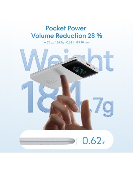 Comprar VEGER VG-W1211A-W VEGER Power Bank con pantalla LCD Blanco - Capacidad 10000mAh / PD 20W - Entradas USB-C y cable integr