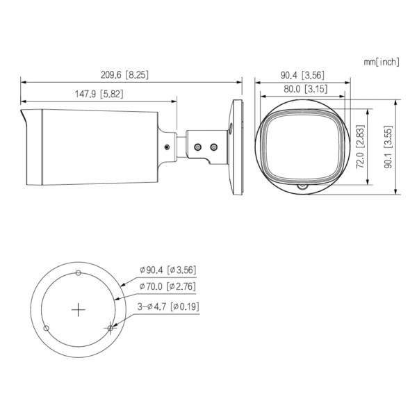DAHUA HAC-HFW1500R-Z-IL-A-S3 Caméra tubulaire HDCVI 4EN1 5 Mpx Éclairage double LED 60 m / IR 80 m 2.7-13.5mm IP67 MIC
