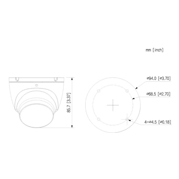 DAHUA HAC-HDW1801TLM-IL-A-0280B-S3-DIP MiniDomo HDCVI 4EN1 4K WDR Iluminación Dual LED30m/IR30m 2.8mm IP67 MIC