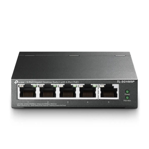 TP-LINK TL-SG1005P Switch PoE+ 4 puertos Gigabit + 1RJ45 Uplink Gigabit 65W No_Gestionable