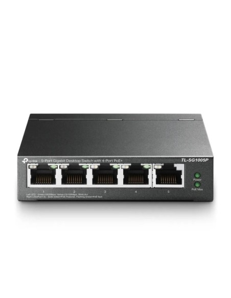 TP-LINK TL-SG1005P Switch PoE+ 4 puertos Gigabit + 1RJ45 Uplink Gigabit 65W No_Gestionable