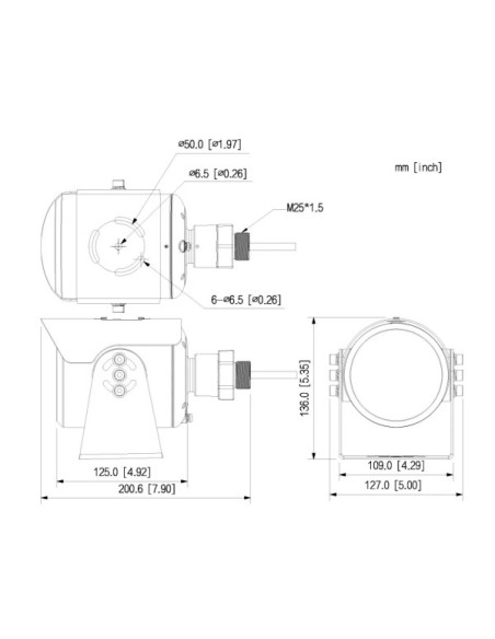DAHUA IPC-HFE8441S-AS-0360B-AL Cámara ATEX Explosion-proof 4M H265 WDR 3.6mm Starlight IR50m IP68 AUDIO E/S AI