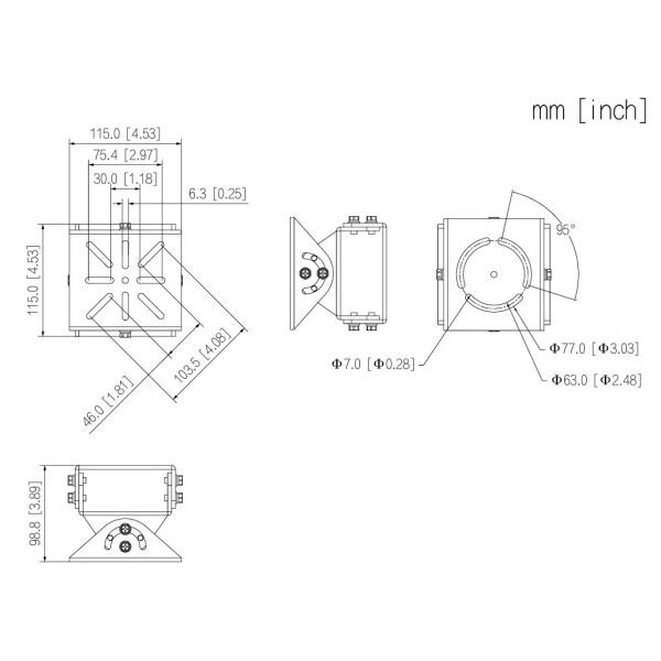 DAHUA PFA162-V2 Rótula 3 ejes para Carcasas PFH610N/V PFH620N