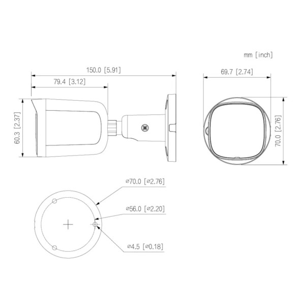 DAHUA HAC-B2A51-U-0280B-S3 Tubular HDCVI 4EN1 5M IR30m 2.8mm IP67
