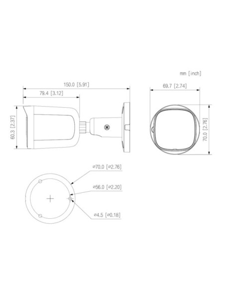 DAHUA HAC-B2A51-U-0280B-S3 Tubular HDCVI 4EN1 5M IR30m 2.8mm IP67