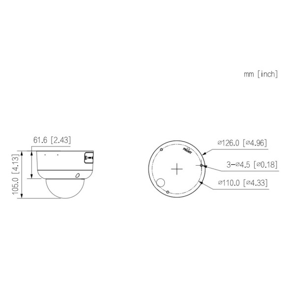 DAHUA IPC-HDBW5459R1-ZE-PV-PRO Domo IP WizColor PRO H265 4M WDR140dB Iluminación Dual LED50m/IR60m 2.7-12mm IP67 IK10 PoE AUDIO 