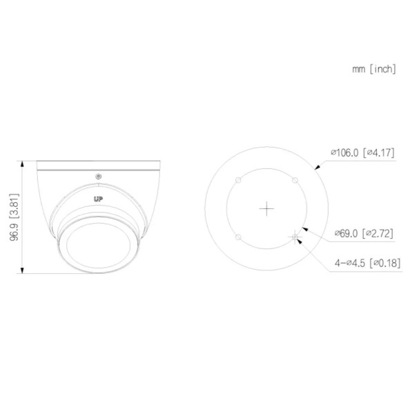 DAHUA HAC-HDW1239T-IL-A-0280B-S3 MiniDomo HDCVI 4EN1 2M 1080P WDR130dB Iluminación Dual LED40m/IR40m 2.8mm IP67 MIC